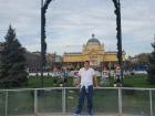 It was warm enough to wear a t-shirt while ice skating! The big yellow building behind me is Croatia's national theater