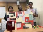 Here's me with friends now, having made together a poster for International Day at KU