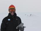 Sealy loved meeting more Adelie penguins; These penguins were molting and looked very scruffy