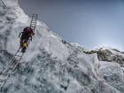 Climbing through the Khumbu Icefall is very dangerous, and requires ladders to climb over massive walls of ice
