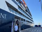 When we're alongside a pier, we get on and off the ship using a gangway