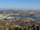 The view from the monastery high above Patmos... can you see the ship far below?