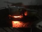 We used a charcoal stove to stir the matapa paste until it was ready!