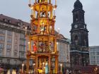 A huge handcrafted "pyramide" is placed on the Striezelmarkt every Christmas... the top spins around, spinning around the figurines and scenes on each level!