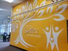 "Everyone smiles in the same language" wall in Mosney