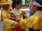 Some of the actors in the parade were nice enough to make sure we put our hanbok on correctly