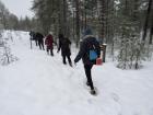 The Faculty of Education walking through the snow at Rokua National Park