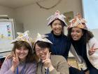 We remade the kabuto origami with newspapers so that we could all wear our creations! 