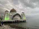 The biggest mosque in Malacca hovers over water (Malacca, Malaysia)