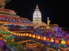 The Chinese temple lights up beautifully for Chinese New Year mid-January (Penang, Malaysia)