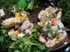 Mixed mushrooms in the box waiting for customers