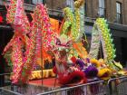 Traditional Chinese dragon and lion dance equipment for display