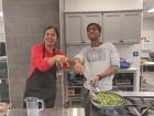 Instructing my student to cook Bhindi 
