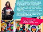 Poster advertising the visit of a Colombian muralist through the Society of Latinx