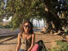 My roommate, Trini, showing me the park near our apartment