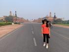 On Rajpath in New Delhi, with the Houses of Parliament in the background