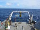 Launching a Remote Operated Vehicle off the back of Research Vessel Falkor