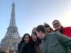 Having a laugh during the Seine river tour with other exchange students