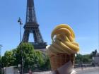 Une glace (ice cream)! A delicious ice cream cone outside of the Eiffel Tower