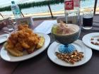  Chicharron de pescado (fish crackling) on the left and fresh ceviche, fish is popular in Peru, especially in Huanchaco