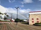 A beautiful rainbow shining across campus 