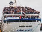 There are around 700 people living on the ship, not including the crew. Our ship, the MV World Odyssey, was the ship used in an old German romance movie called “Love Boat”