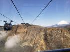 View of Mt. Fuji from inside a cable car while visiting Hakone