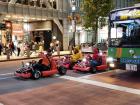 Tourists with driver's licenses can rent go-carts to drive around Shibuya