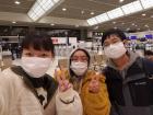 Bidding farewell to my friend (in the middle) at a near empty Narita Airport who had to return to England