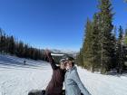 Snowboarding in Colorado with my friend Ella
