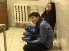 Here's a picture of Sam and I sitting on the floor, talking and eating. You could find us here almost every week night. We named ourselves "The Kitchen Floor Sitcom" because of all the craziness that was our lives in Russia.