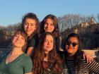 My friends and me on a bridge over the Lungo Tevere River