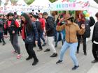 People from all over the world doing a traditional Mexican dance with me and the student reps from Mexico