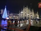 The Christmas tree in Milan, Italy, was a giant digital tree made entirely of lights, next to the famous "Duomo" (cathedral)