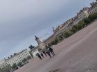 "Place Bellecour" (Pla-awse Bell- coor) in Lyon (lee-awn), France is one of the largest pedestrian courtyards in the world
