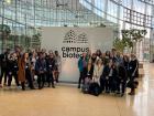 Our group posing in a biotech campus after one of our daily seminars 