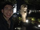 Here is a close up shot of me next to a miniature statue of the Merlion