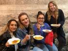 With friends eating a traditional dessert called Kanafeh in Amman, Jordan