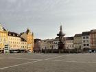 The central square in České Budějovice; it's one of the largest square-shaped squares in Europe