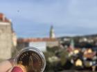 The Český Krumlov tower as represented on a coin I bought; I have a collection of coins from all the castles I've been to