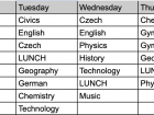 This is the schedule for the class of 4th years in the 8 year track (US 8th grade)