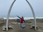 I am jumping for joy under the “Gateway to the Arctic,” a large whalebone arch that was on the way to our quarantine housing. This is located in Utqiaġvik, the northern-most point in the United States