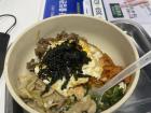 Traditional rice dish with bulgogi, vegetables and sunny side egg