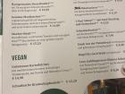 Vegetarian menu in German