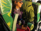 My friend, Mechi, on a long distance bus, drinking her mate, of course!