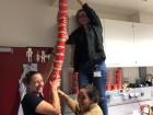 The tower of power, aka the tower of snack boxes in our office room