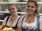 Lots of people (including two of my friends pictured here) wear these traditional German dresses to Oktoberfest- you can buy them all over Germany! 