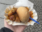 Another time I got currywurst... but no fries this time, just bread! :(