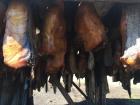 Fermented shark is hung to dry for months before it is safe to consume