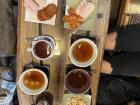 Traditional Korean tea ceremony with teas and snacks